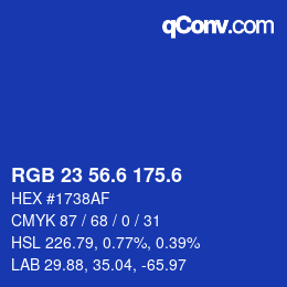 カラーコード: RGB 23 56.6 175.6 | qconv.com