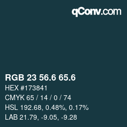 カラーコード: RGB 23 56.6 65.6 | qconv.com