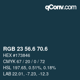 カラーコード: RGB 23 56.6 70.6 | qconv.com