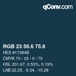 カラーコード: RGB 23 56.6 75.6 | qconv.com