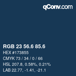 カラーコード: RGB 23 56.6 85.6 | qconv.com