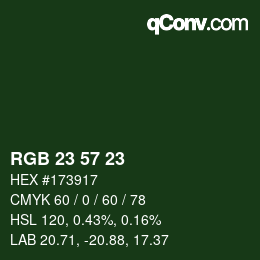 Color code: RGB 23 57 23 | qconv.com
