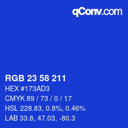 Color code: RGB 23 58 211 | qconv.com