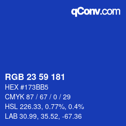 颜色代码: RGB 23 59 181 | qconv.com