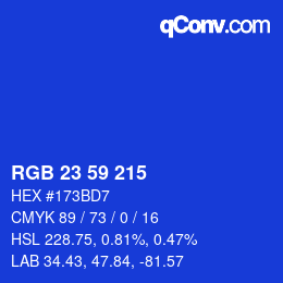 カラーコード: RGB 23 59 215 | qconv.com