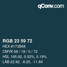 カラーコード: RGB 23 59 72 | qconv.com