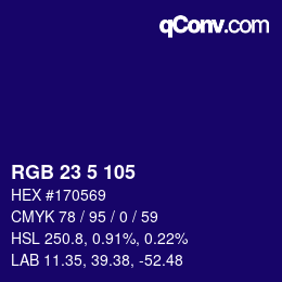 カラーコード: RGB 23 5 105 | qconv.com
