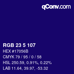 Color code: RGB 23 5 107 | qconv.com