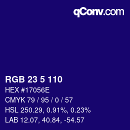 Color code: RGB 23 5 110 | qconv.com