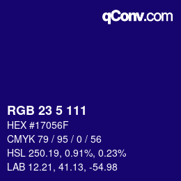 Color code: RGB 23 5 111 | qconv.com