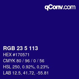 Color code: RGB 23 5 113 | qconv.com