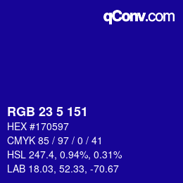 Color code: RGB 23 5 151 | qconv.com