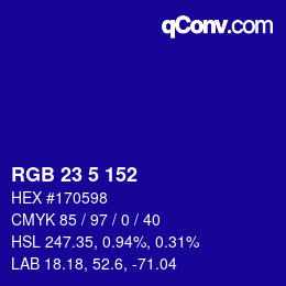 Color code: RGB 23 5 152 | qconv.com