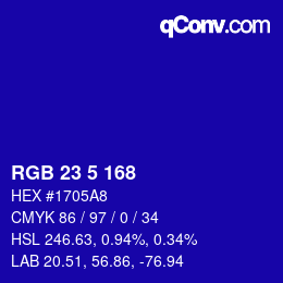 Color code: RGB 23 5 168 | qconv.com