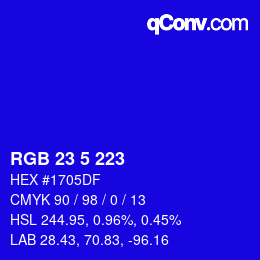 Color code: RGB 23 5 223 | qconv.com