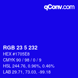 Color code: RGB 23 5 232 | qconv.com