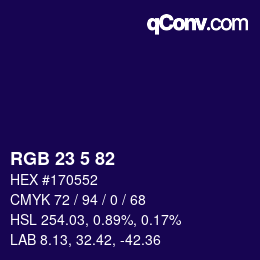 颜色代码: RGB 23 5 82 | qconv.com