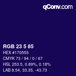 Color code: RGB 23 5 85 | qconv.com