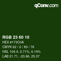 Color code: RGB 23 60 10 | qconv.com