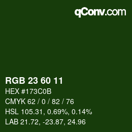 Color code: RGB 23 60 11 | qconv.com