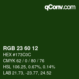 颜色代码: RGB 23 60 12 | qconv.com