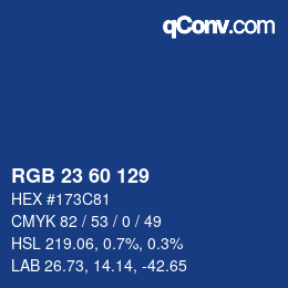 カラーコード: RGB 23 60 129 | qconv.com