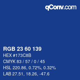 カラーコード: RGB 23 60 139 | qconv.com