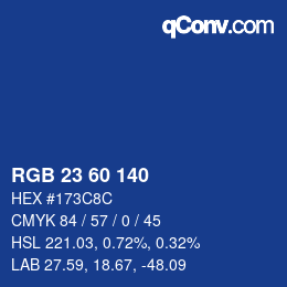 カラーコード: RGB 23 60 140 | qconv.com