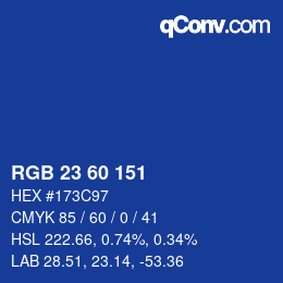 颜色代码: RGB 23 60 151 | qconv.com