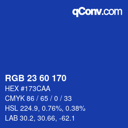 カラーコード: RGB 23 60 170 | qconv.com