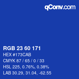 颜色代码: RGB 23 60 171 | qconv.com