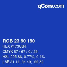 カラーコード: RGB 23 60 180 | qconv.com