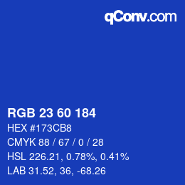 カラーコード: RGB 23 60 184 | qconv.com