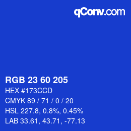 カラーコード: RGB 23 60 205 | qconv.com