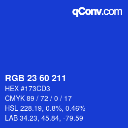 Color code: RGB 23 60 211 | qconv.com