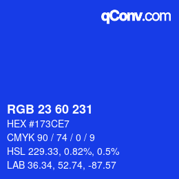 カラーコード: RGB 23 60 231 | qconv.com
