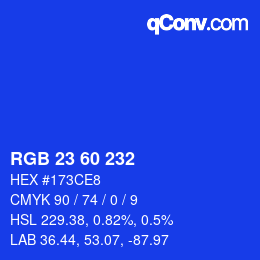 颜色代码: RGB 23 60 232 | qconv.com