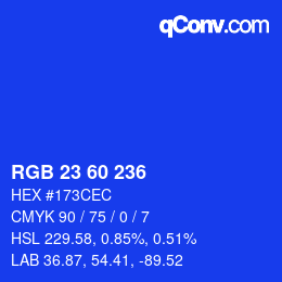 颜色代码: RGB 23 60 236 | qconv.com