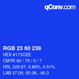 颜色代码: RGB 23 60 238 | qconv.com