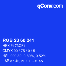 Color code: RGB 23 60 241 | qconv.com