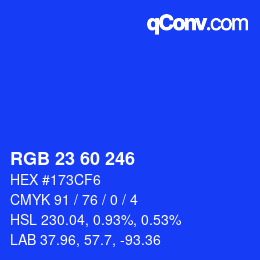 カラーコード: RGB 23 60 246 | qconv.com