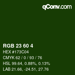カラーコード: RGB 23 60 4 | qconv.com