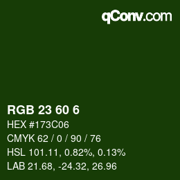 カラーコード: RGB 23 60 6 | qconv.com
