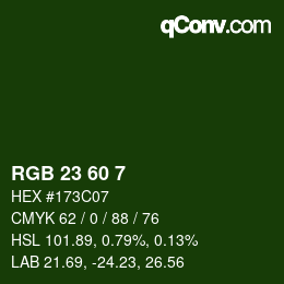 颜色代码: RGB 23 60 7 | qconv.com