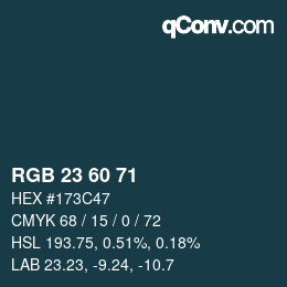 カラーコード: RGB 23 60 71 | qconv.com