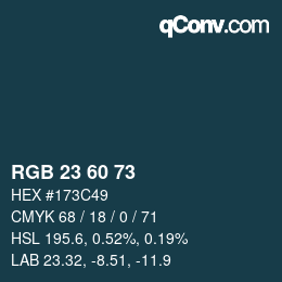 颜色代码: RGB 23 60 73 | qconv.com