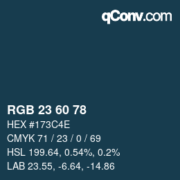 カラーコード: RGB 23 60 78 | qconv.com