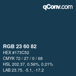 カラーコード: RGB 23 60 82 | qconv.com