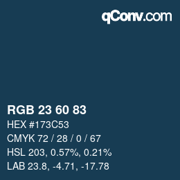 颜色代码: RGB 23 60 83 | qconv.com