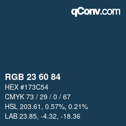 カラーコード: RGB 23 60 84 | qconv.com